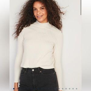 Old Navy Cropped Rib-Knit Mock-Neck Sweater, Small